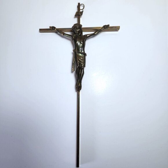 Vintage Metal Crucifix 11 3/4" Wall Hanging Jesus Religious Home Decor - Picture 4 of 7